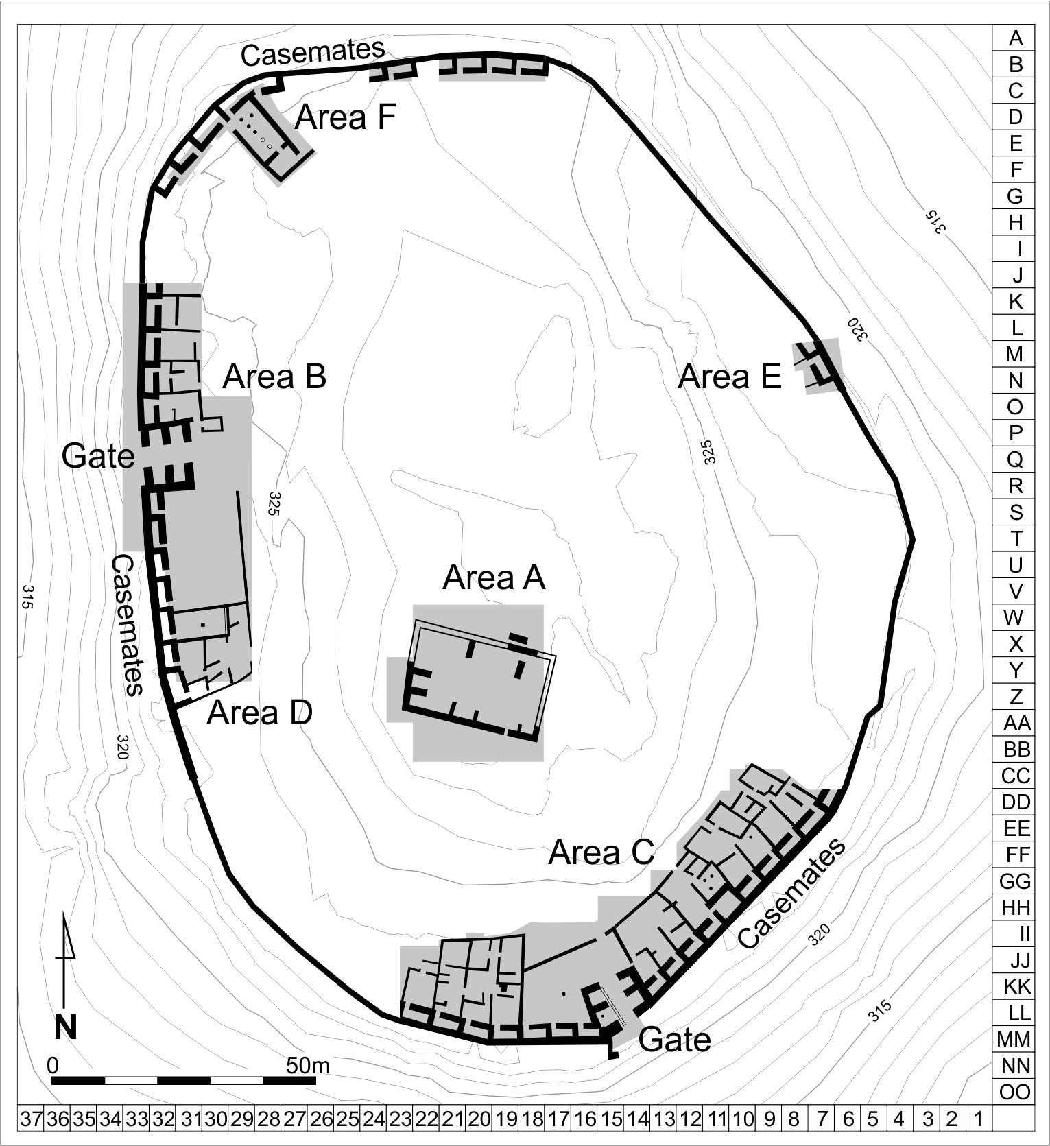 Illustration 3: The Khirbet Qeiyafa Iron Age city plan, as we know from the last excavation season