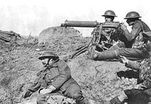 The slaughter of the trenches shattered faith in liberalism. A British machine gun team. Photo: Wikipedia.