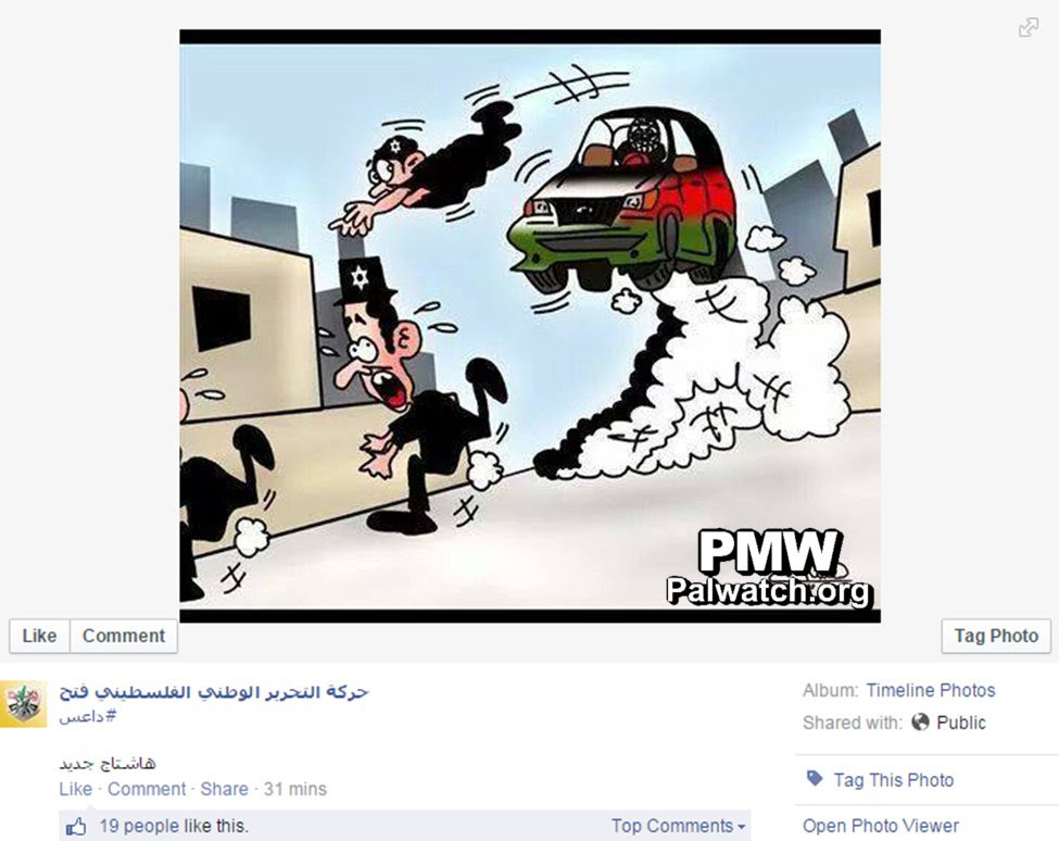 קריקטורה שפרסמה תנועת פת"ח. באדיבות: מבט לתקשורת הפלסטינית