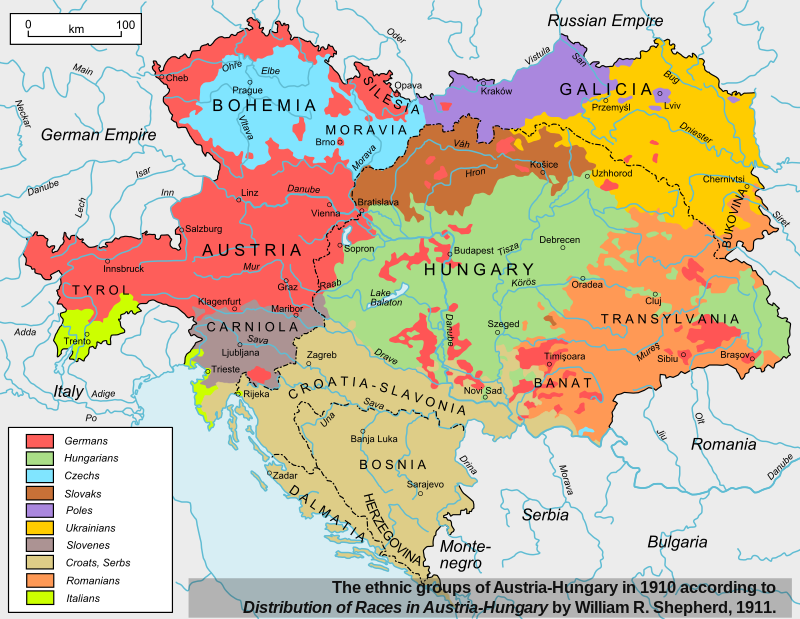 A complex web of ethnicities and compromises. Austria-Hungary's ethnic map. Photo: Wikimedia